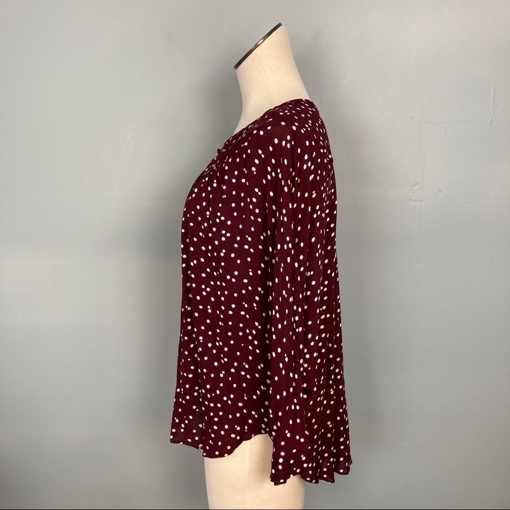 anthropologie Maeve Maroon Linden Polka Dot Blouse - Picture 7 of 15